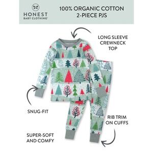 Honest Baby Clothing Organic Cotton Christmas Tree Pajamas Set Size 5T